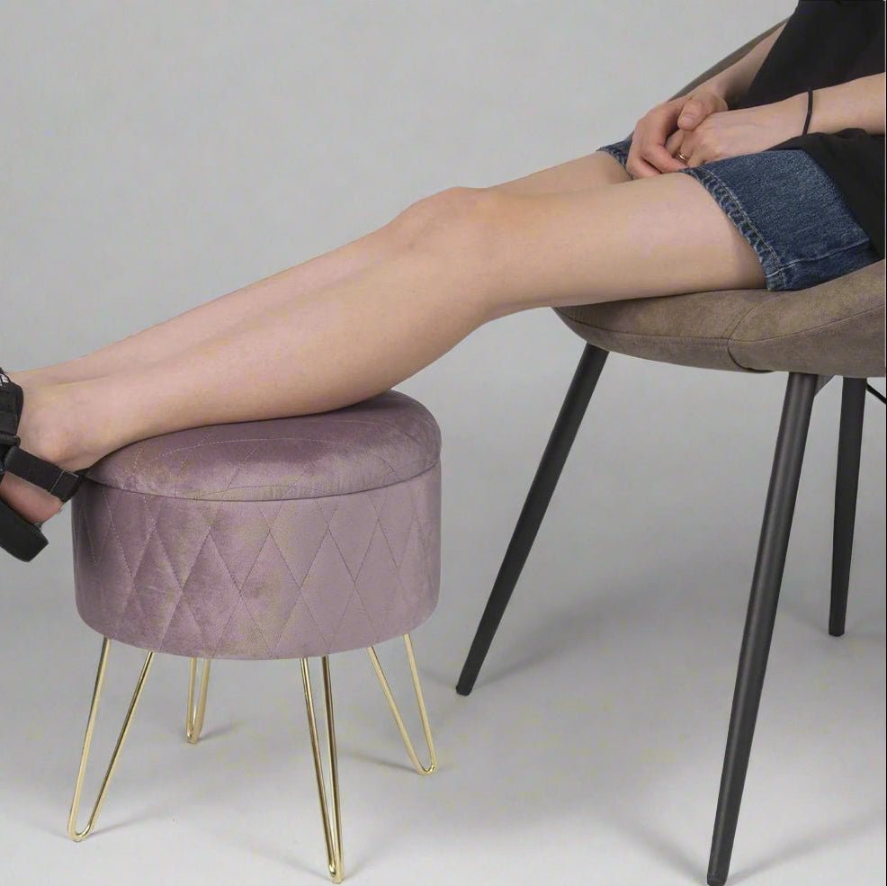 Tabouret Velours - VelvetRoundPuff™ - Rose - Ma maison exquise