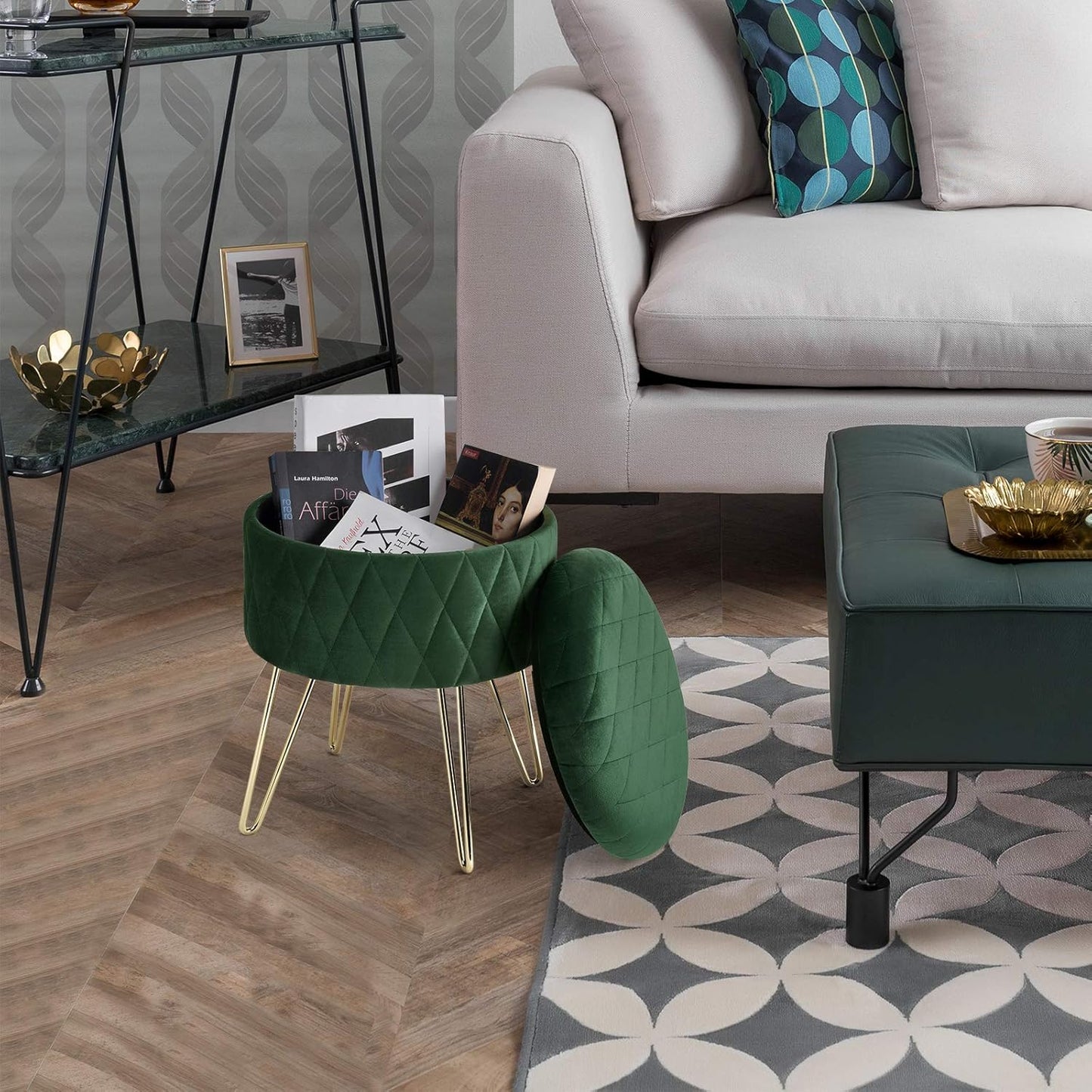 Tabouret Velours - VelvetRoundPuff™ - Vert Foncé - Ma maison exquise