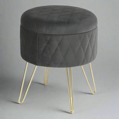 Tabouret Velours - VelvetRoundPuff™ - Gris Foncé - Ma maison exquise