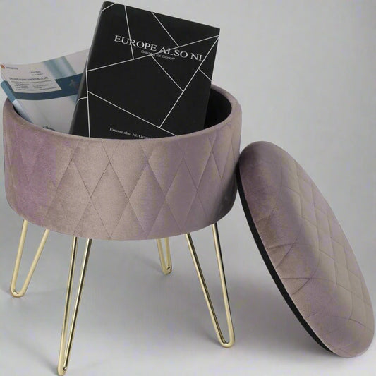 Tabouret Velours - VelvetRoundPuff™ - Rose - Ma maison exquise