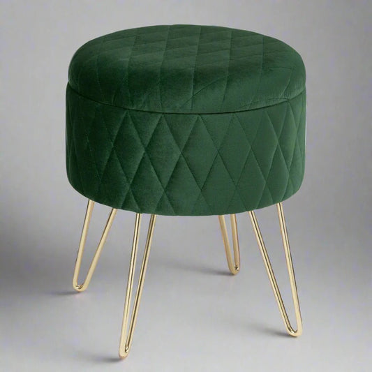 Tabouret Velours - VelvetRoundPuff™ - Vert Foncé - Ma maison exquise